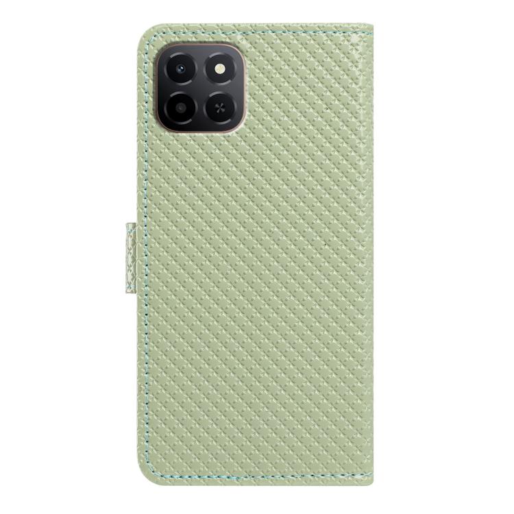 For Honor X6c 4G Mirrored Buckle Vegan Leather Phone Case with Small Black Cord