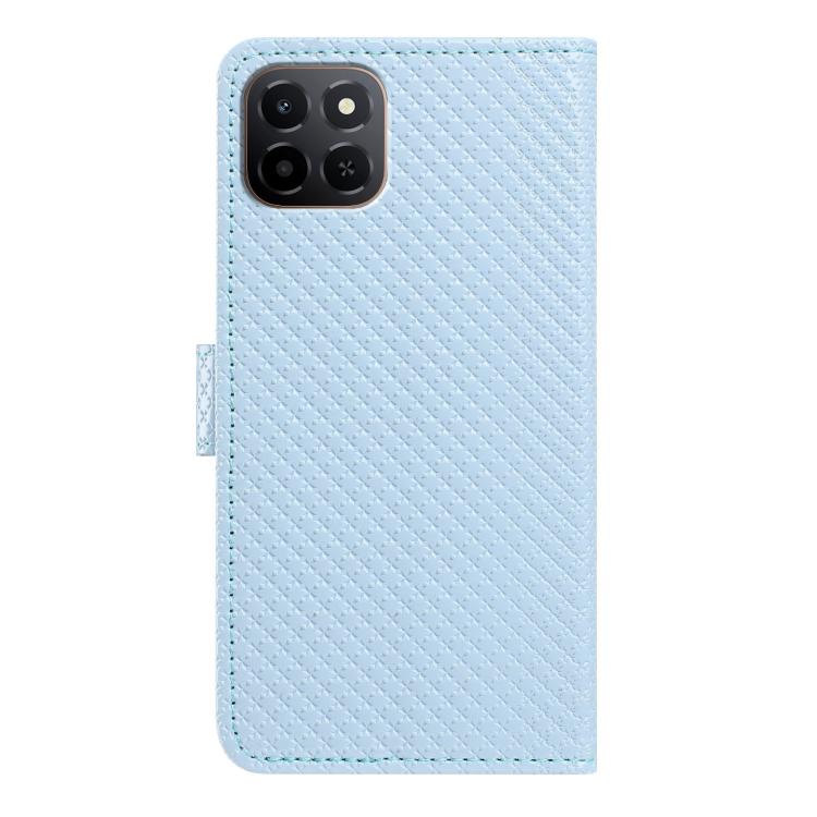 For Honor X6c 4G Mirrored Buckle Vegan Leather Phone Case with Small Black Cord