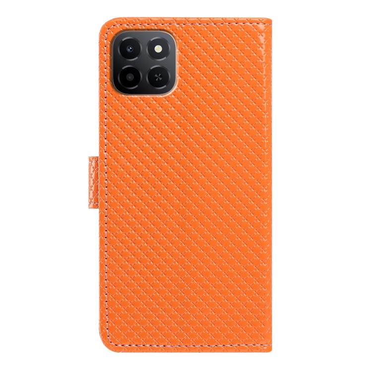 For Honor X6c 4G Mirrored Buckle Vegan Leather Phone Case with Small Black Cord
