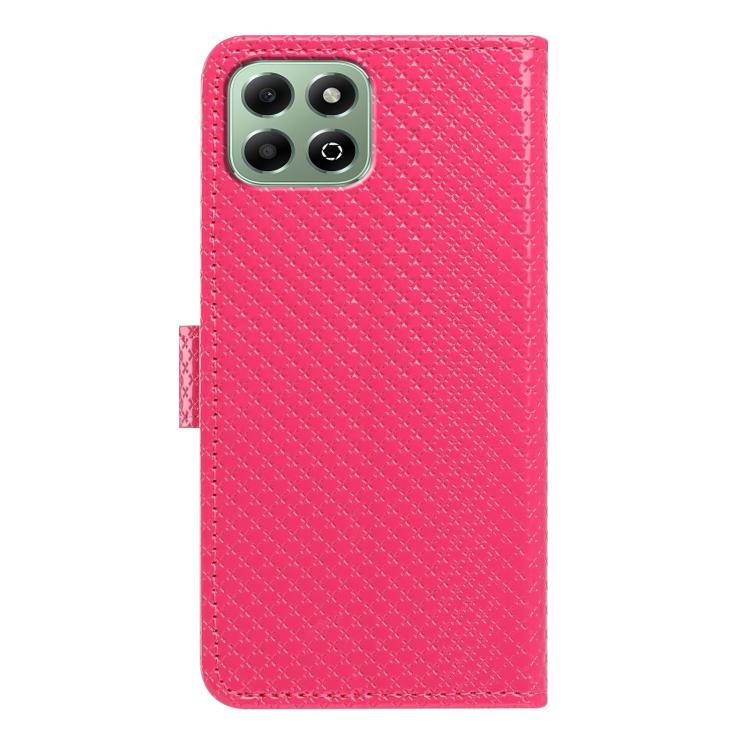 For Honor X6b 5G Mirrored Buckle Vegan Leather Phone Case with Small Black Cord
