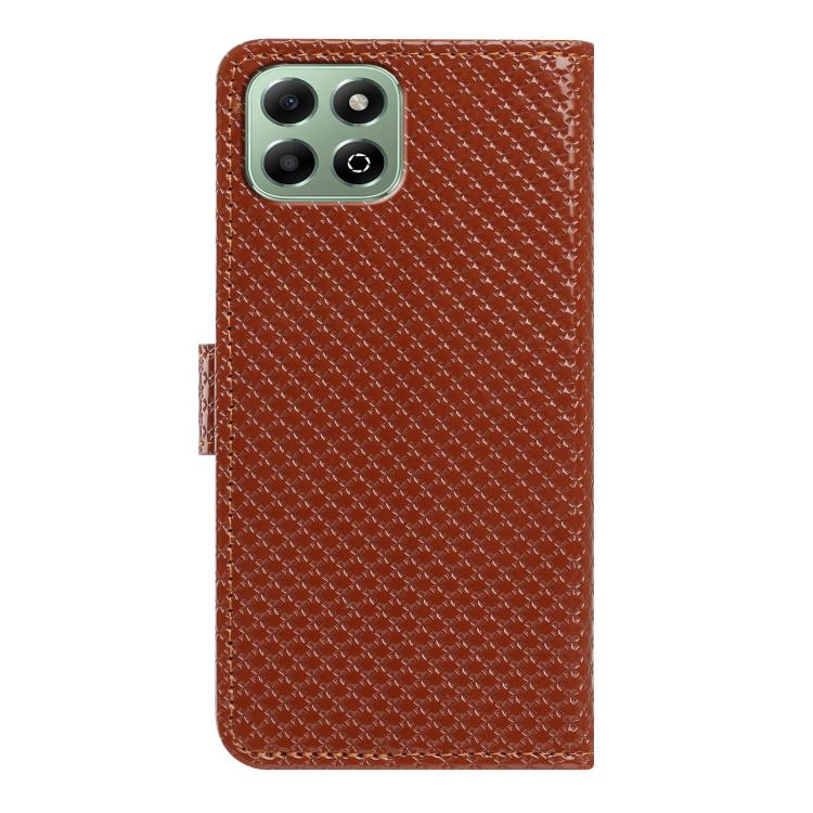 For Honor X6b 5G Mirrored Buckle Vegan Leather Phone Case with Small Black Cord