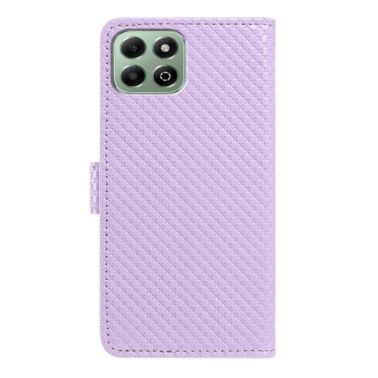 For Honor X6b 5G Mirrored Buckle Vegan Leather Phone Case with Small Black Cord