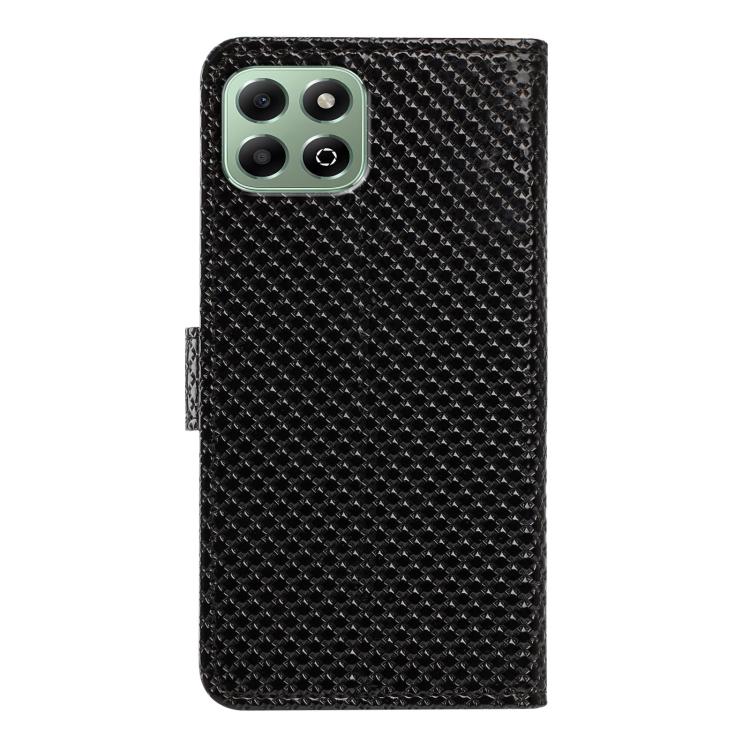 For Honor X6b 5G Mirrored Buckle Vegan Leather Phone Case with Small Black Cord