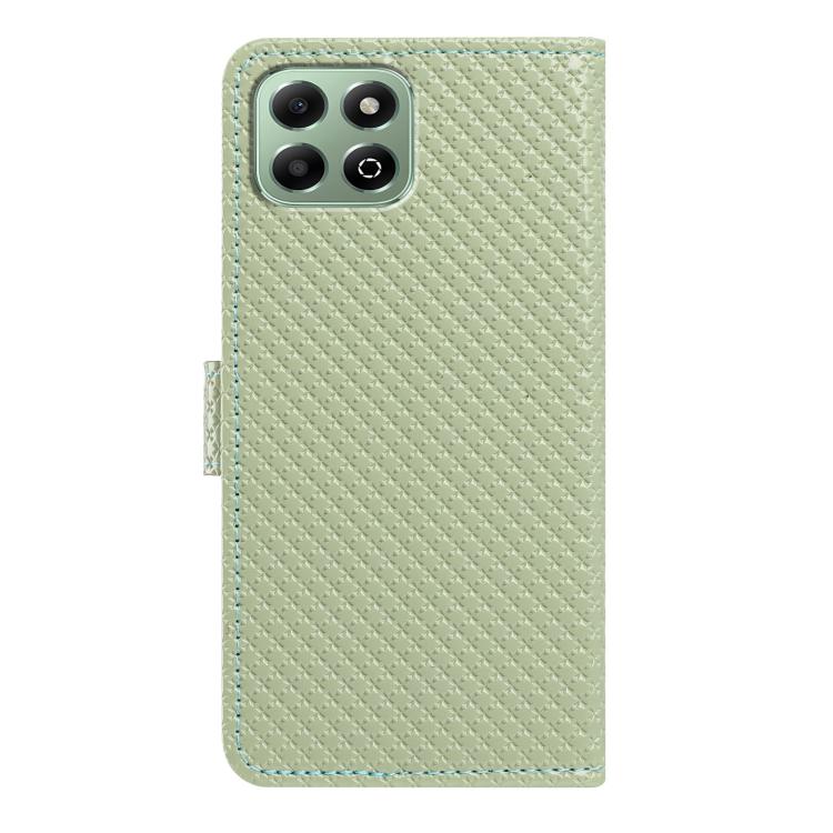 For Honor X6b 5G Mirrored Buckle Vegan Leather Phone Case with Small Black Cord