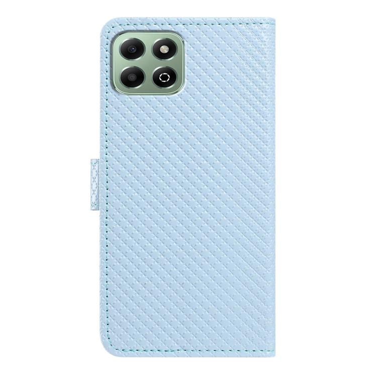 For Honor X6b 5G Mirrored Buckle Vegan Leather Phone Case with Small Black Cord