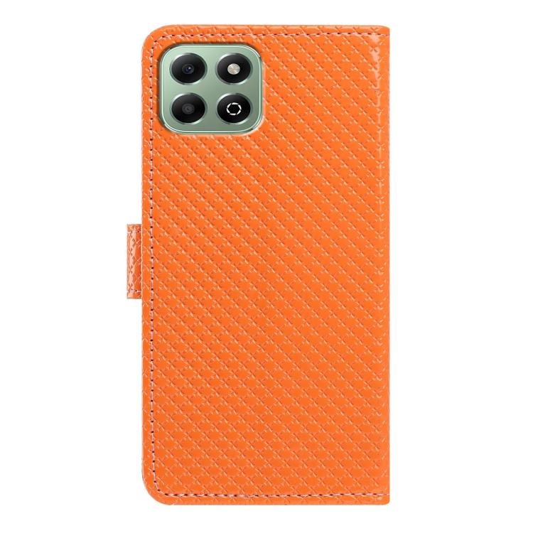 For Honor X6b 5G Mirrored Buckle Vegan Leather Phone Case with Small Black Cord