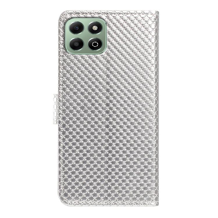 For Honor X6b 5G Mirrored Buckle Vegan Leather Phone Case with Small Black Cord