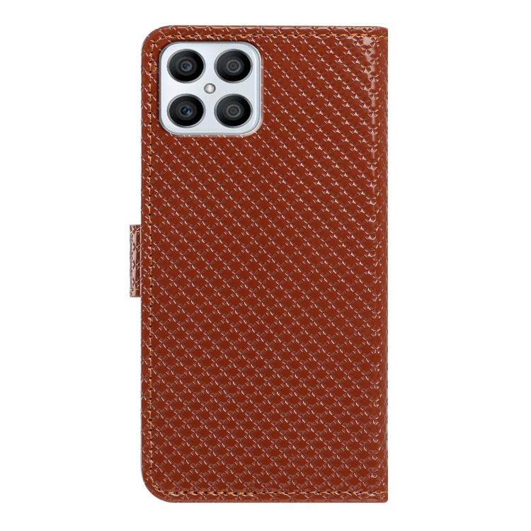 For Honor X8 4G / X30i Mirrored Buckle Vegan Leather Phone Case with Small Black Cord