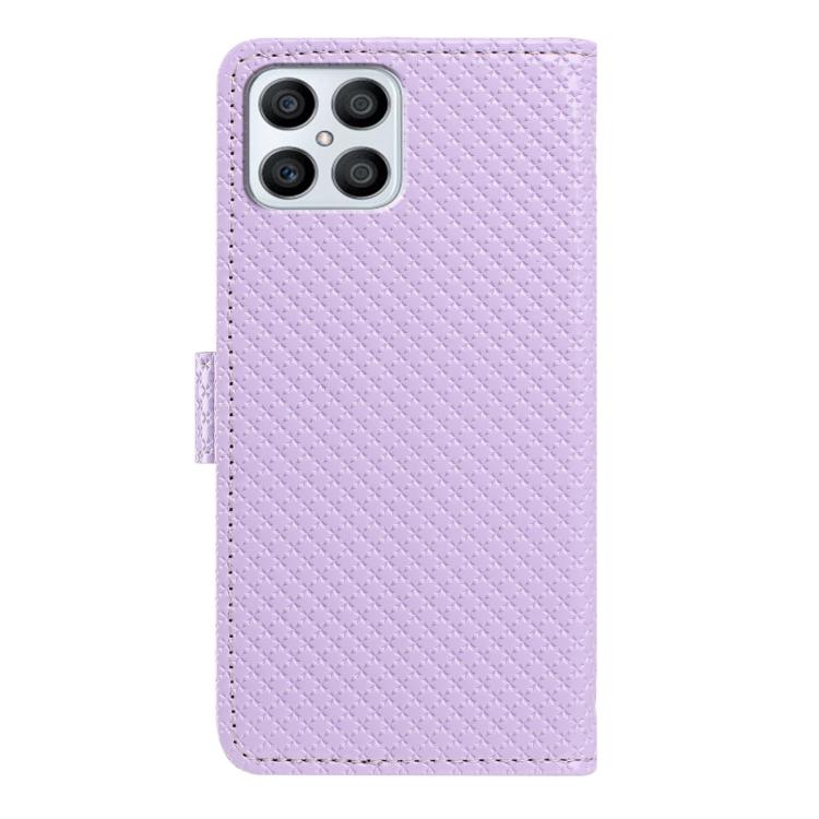 For Honor X8 4G / X30i Mirrored Buckle Vegan Leather Phone Case with Small Black Cord