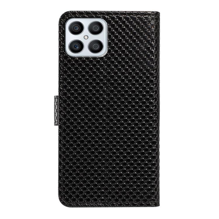 For Honor X8 4G / X30i Mirrored Buckle Vegan Leather Phone Case with Small Black Cord