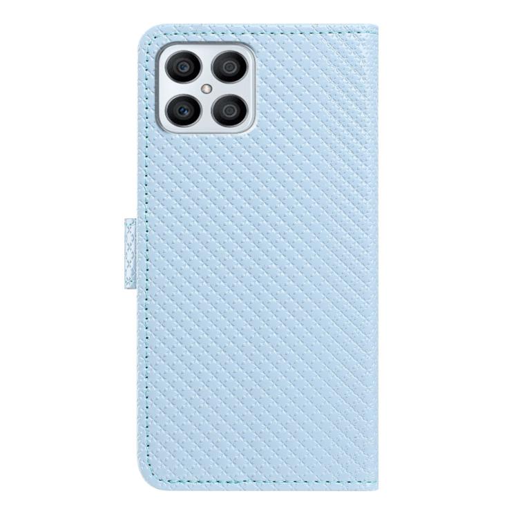 For Honor X8 4G / X30i Mirrored Buckle Vegan Leather Phone Case with Small Black Cord