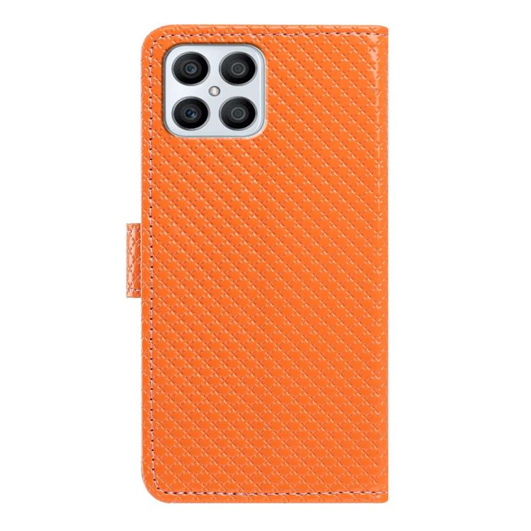 For Honor X8 4G / X30i Mirrored Buckle Vegan Leather Phone Case with Small Black Cord