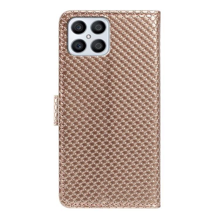 For Honor X8 4G / X30i Mirrored Buckle Vegan Leather Phone Case with Small Black Cord