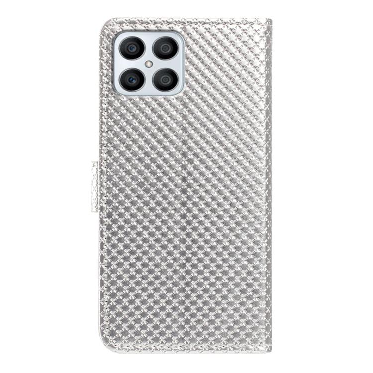For Honor X8 4G / X30i Mirrored Buckle Vegan Leather Phone Case with Small Black Cord