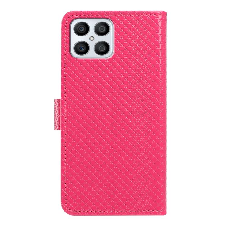 For Honor X8b Mirrored Buckle Vegan Leather Phone Case with Small Black Cord