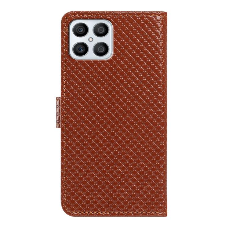 For Honor X8b Mirrored Buckle Vegan Leather Phone Case with Small Black Cord