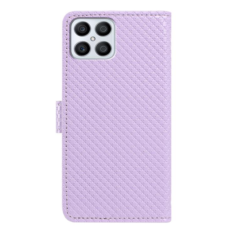 For Honor X8b Mirrored Buckle Vegan Leather Phone Case with Small Black Cord