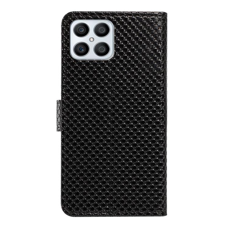 For Honor X8b Mirrored Buckle Vegan Leather Phone Case with Small Black Cord