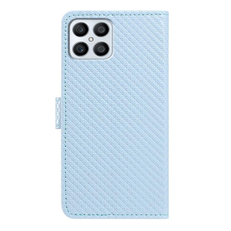 For Honor X8b Mirrored Buckle Vegan Leather Phone Case with Small Black Cord