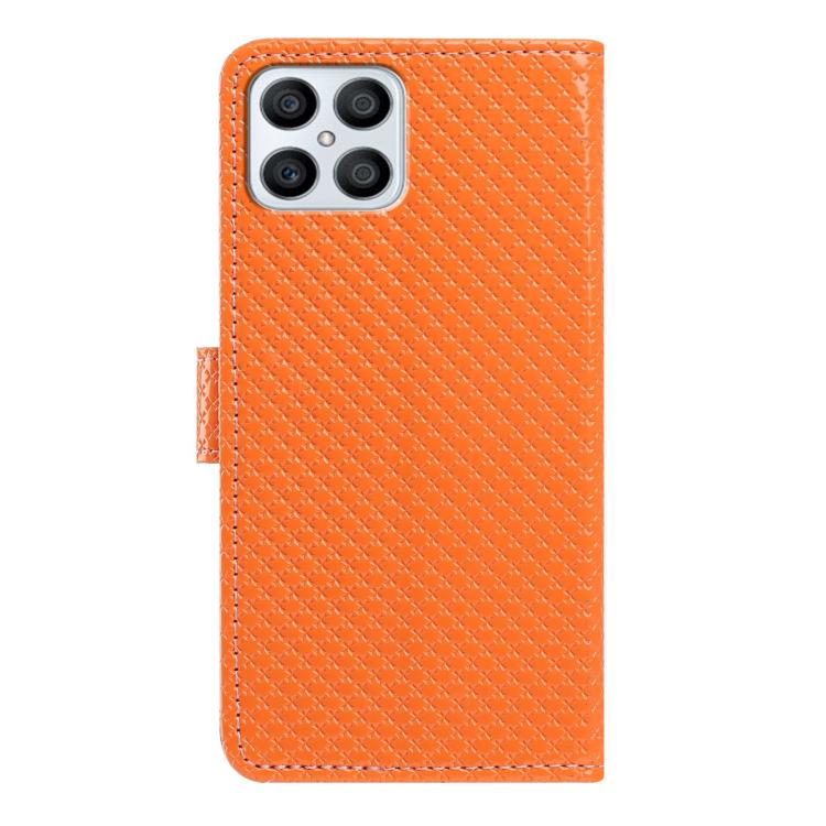 For Honor X8b Mirrored Buckle Vegan Leather Phone Case with Small Black Cord