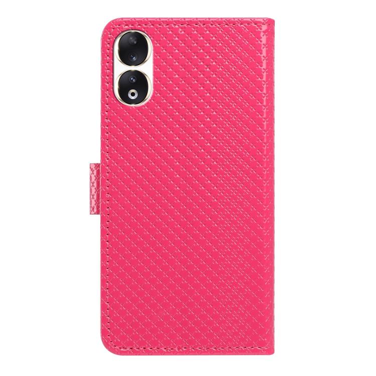 For Honor 90 5G Mirrored Buckle Vegan Leather Phone Case with Small Black Cord