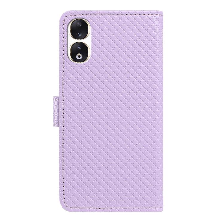 For Honor 90 5G Mirrored Buckle Vegan Leather Phone Case with Small Black Cord