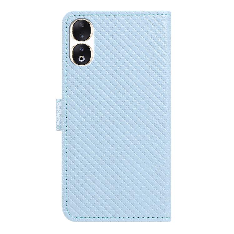 For Honor 90 5G Mirrored Buckle Vegan Leather Phone Case with Small Black Cord