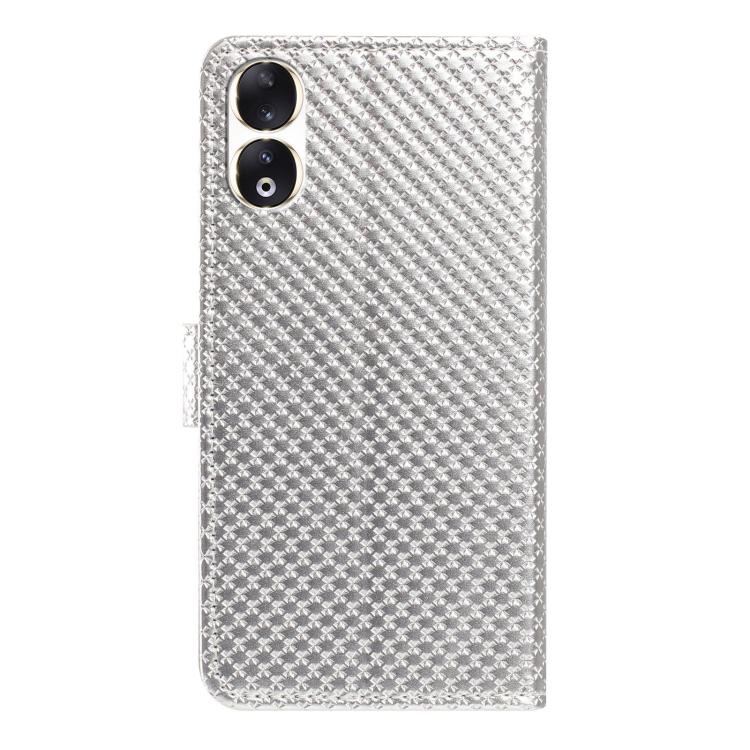 For Honor 90 5G Mirrored Buckle Vegan Leather Phone Case with Small Black Cord