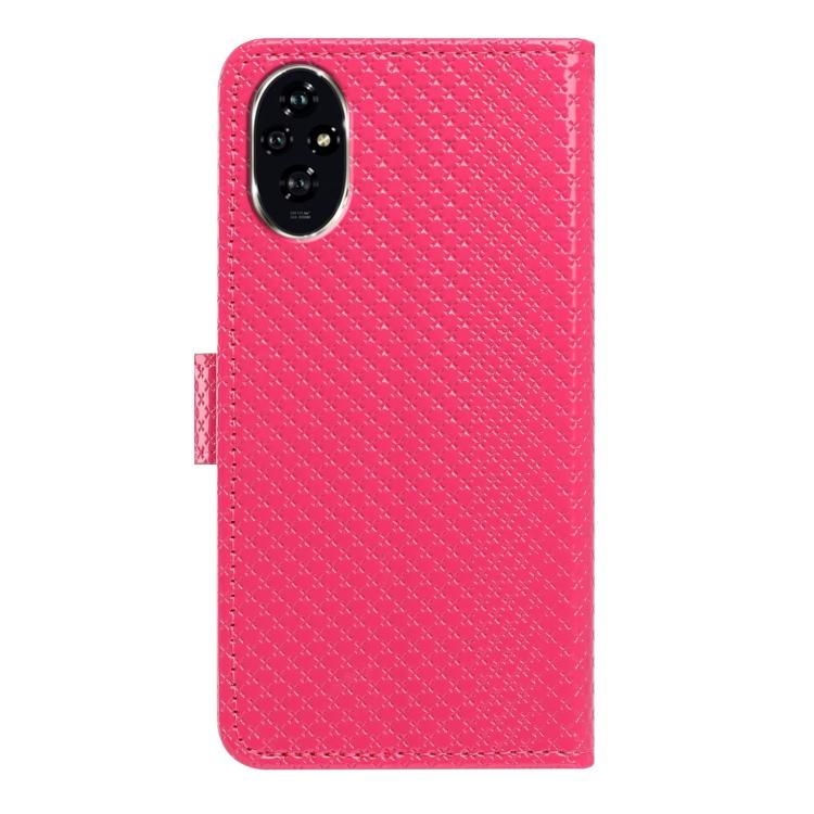 For Honor 200 Pro 5G Mirrored Buckle Vegan Leather Phone Case with Small Black Cord