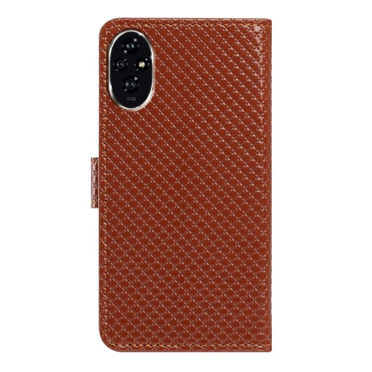 For Honor 200 Pro 5G Mirrored Buckle Vegan Leather Phone Case with Small Black Cord