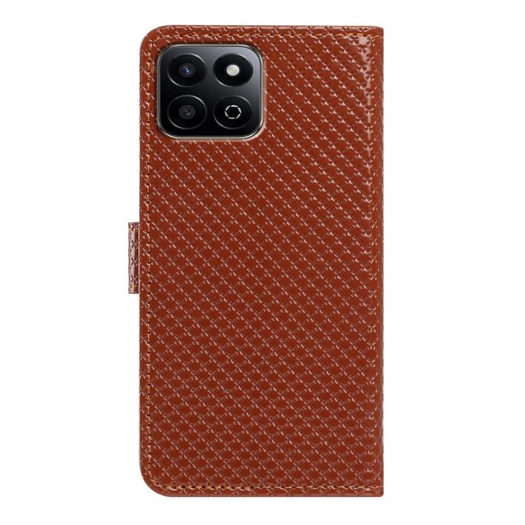 For Honor 200 Smart / X7c Mirrored Buckle Vegan Leather Phone Case with Small Black Cord