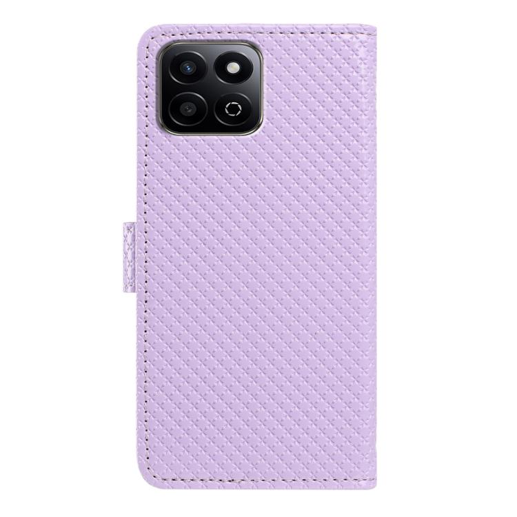 For Honor 200 Smart / X7c Mirrored Buckle Vegan Leather Phone Case with Small Black Cord