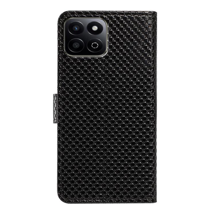 For Honor 200 Smart / X7c Mirrored Buckle Vegan Leather Phone Case with Small Black Cord