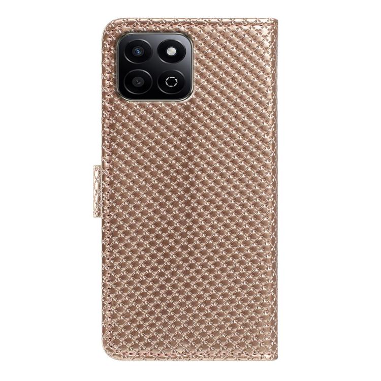 For Honor 200 Smart / X7c Mirrored Buckle Vegan Leather Phone Case with Small Black Cord