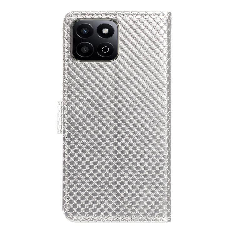 For Honor 200 Smart / X7c Mirrored Buckle Vegan Leather Phone Case with Small Black Cord