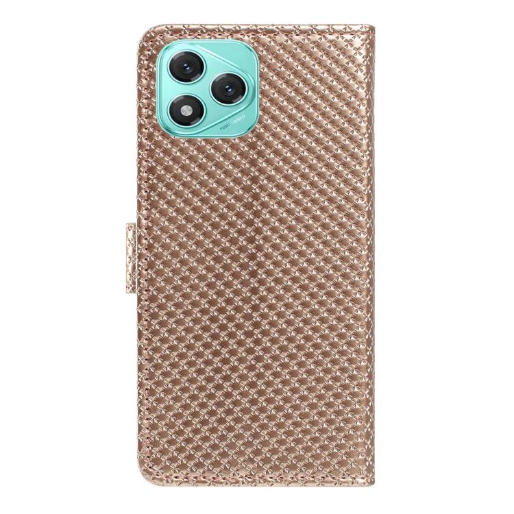 For Honor 400 Lite Global Mirrored Buckle Vegan Leather Phone Case with Small Black Cord