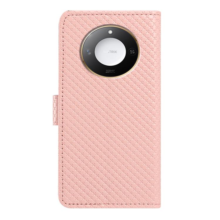 For Honor Magic7 Pro Mirrored Buckle Vegan Leather Phone Case with Small Black Cord