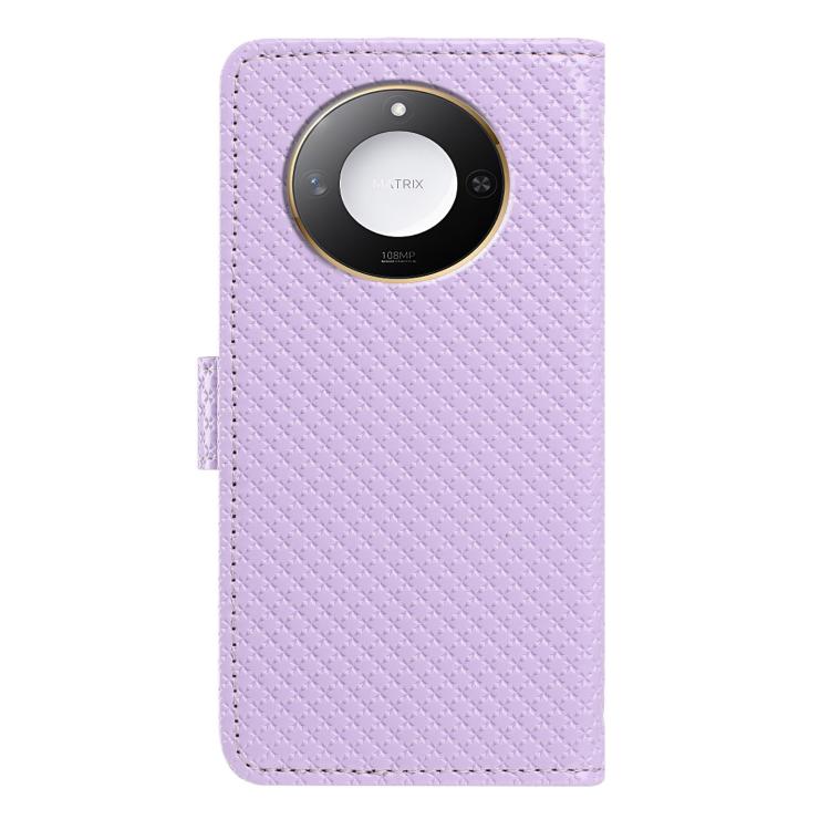 For Honor Magic7 Pro Mirrored Buckle Vegan Leather Phone Case with Small Black Cord