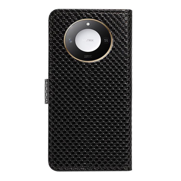 For Honor Magic7 Pro Mirrored Buckle Vegan Leather Phone Case with Small Black Cord