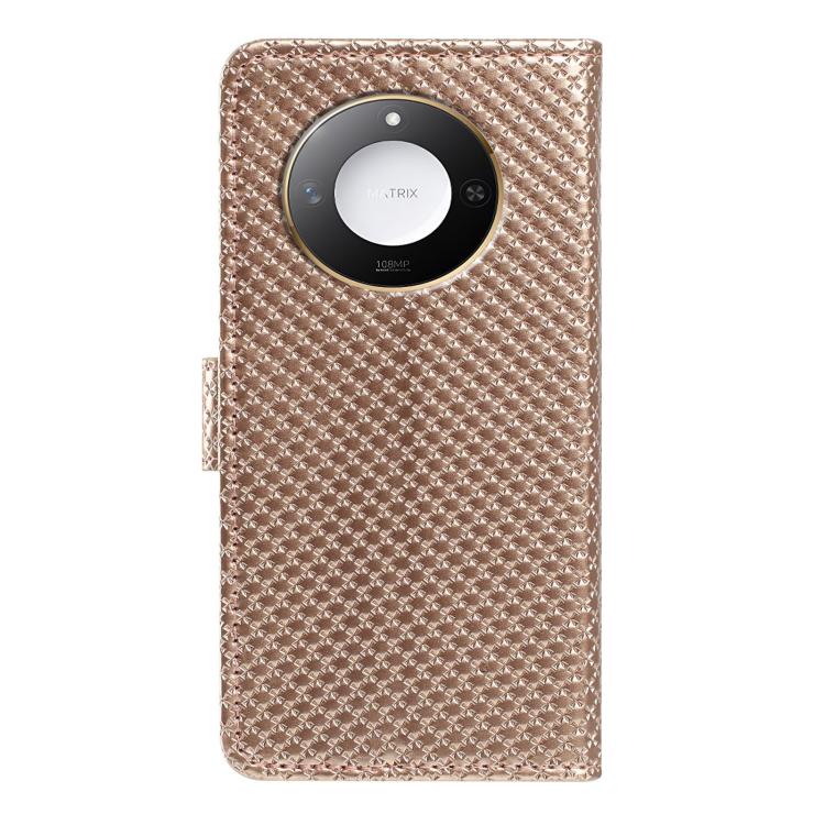 For Honor Magic7 Pro Mirrored Buckle Vegan Leather Phone Case with Small Black Cord