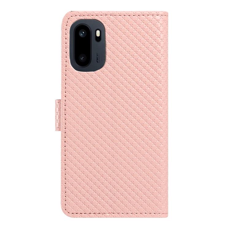 For OnePlus Ace 6 5G Mirrored Buckle Vegan Leather Phone Case with Small Black Cord