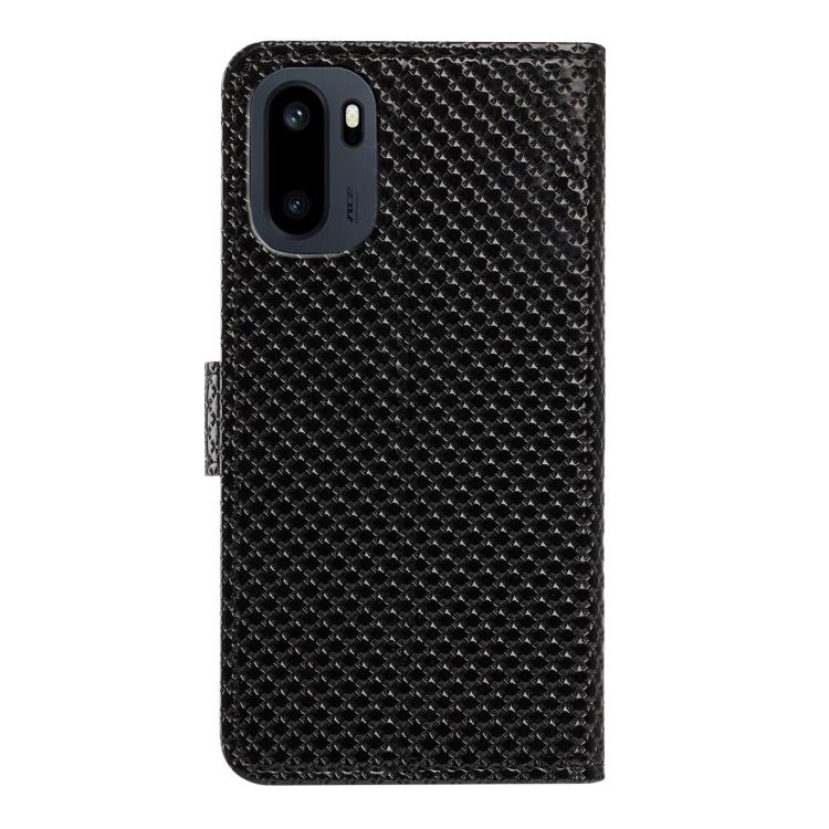 For OnePlus Ace 6 5G Mirrored Buckle Vegan Leather Phone Case with Small Black Cord