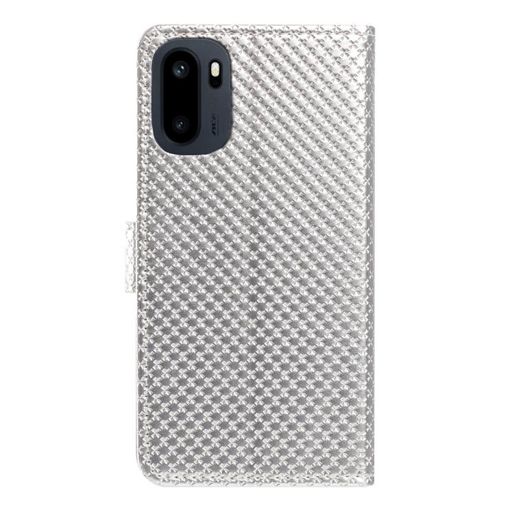 For OnePlus Ace 6 5G Mirrored Buckle Vegan Leather Phone Case with Small Black Cord
