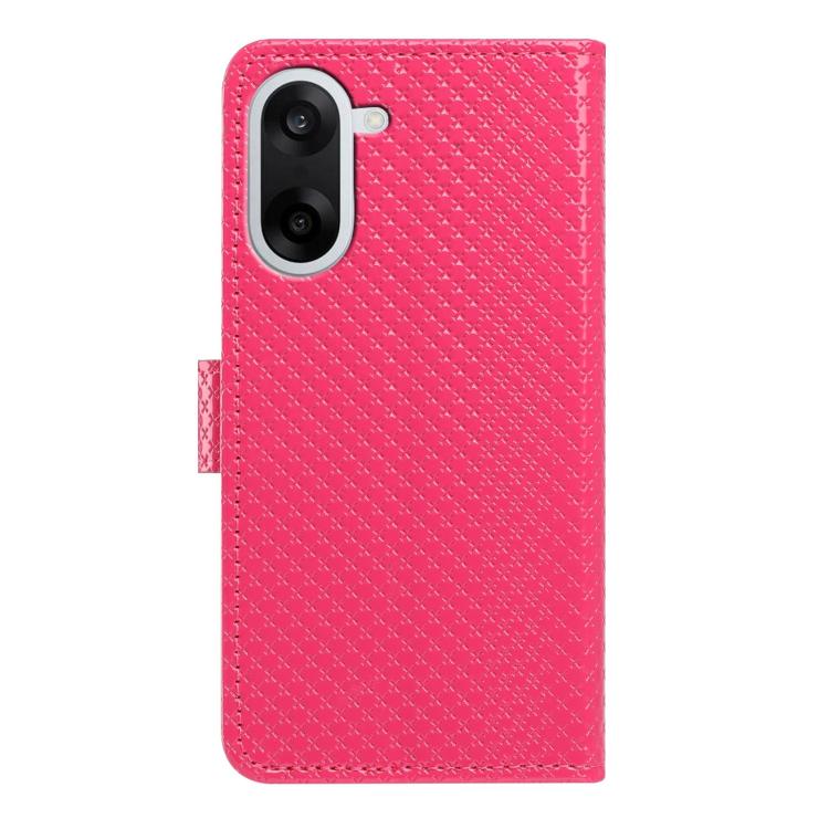 For OnePlus Nord CE5 5G Global Mirrored Buckle Vegan Leather Phone Case with Small Black Cord