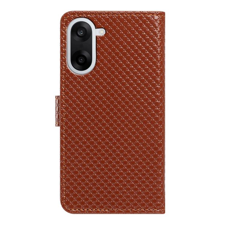For OnePlus Nord CE5 5G Global Mirrored Buckle Vegan Leather Phone Case with Small Black Cord