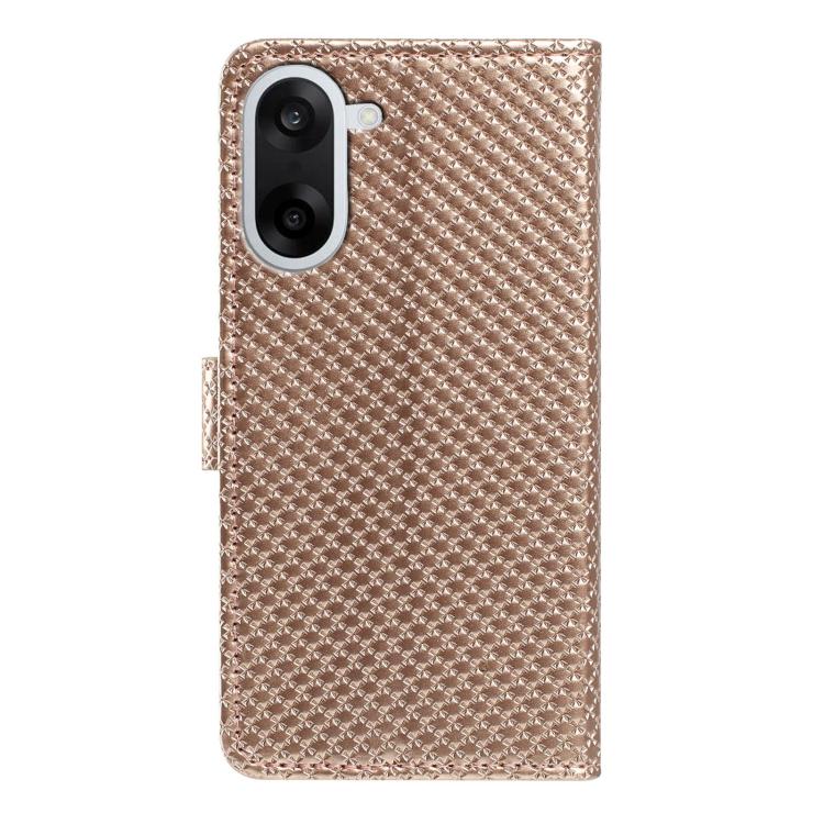 For OnePlus Nord CE5 5G Global Mirrored Buckle Vegan Leather Phone Case with Small Black Cord