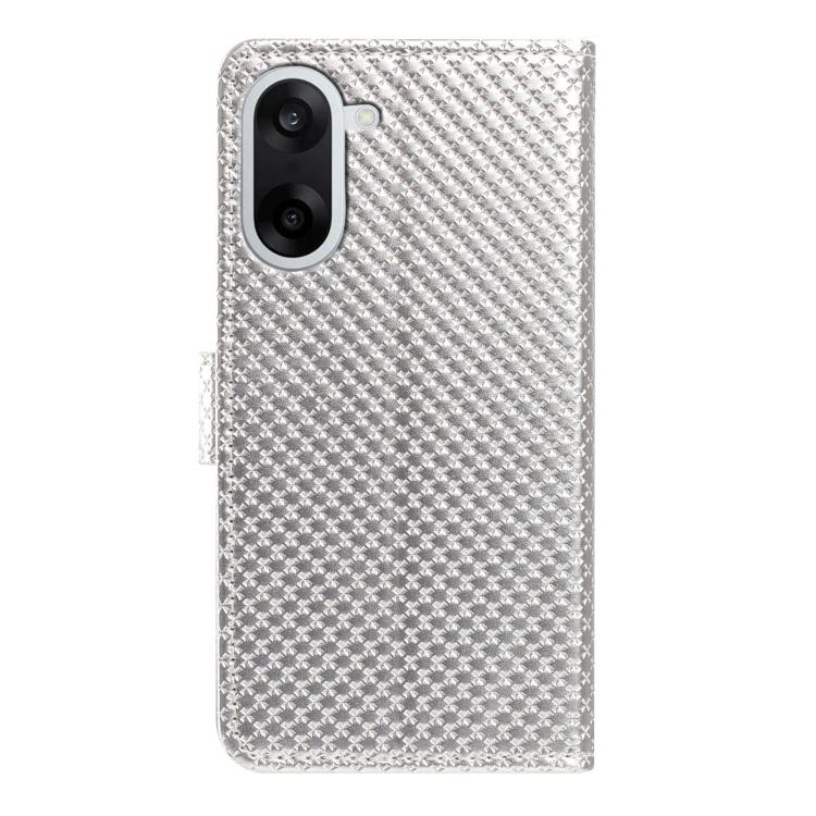 For OnePlus Nord CE5 5G Global Mirrored Buckle Vegan Leather Phone Case with Small Black Cord