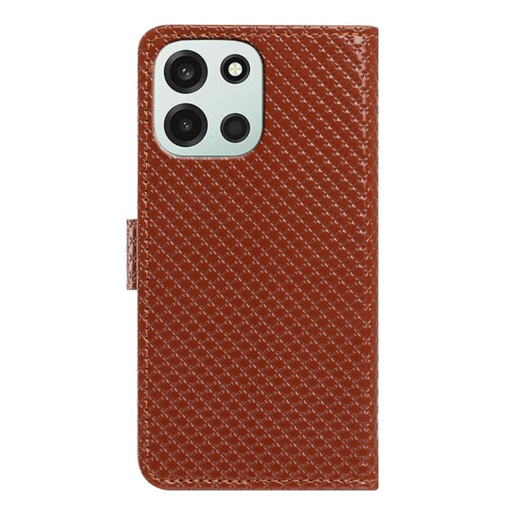 For OnePlus Nord 6 5G Mirrored Buckle Vegan Leather Phone Case with Small Black Cord