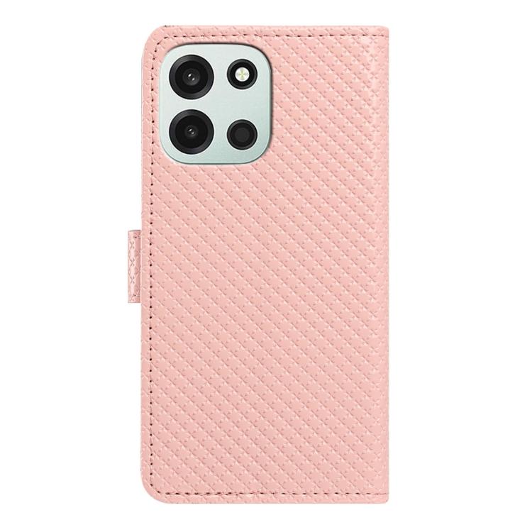 For OnePlus Nord 6 5G Mirrored Buckle Vegan Leather Phone Case with Small Black Cord