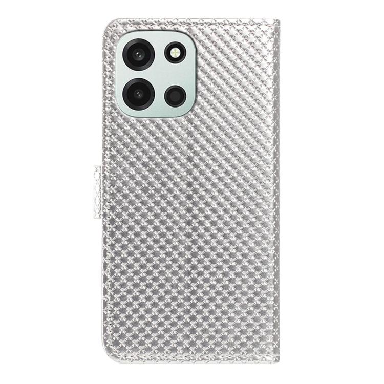 For OnePlus Nord 6 5G Mirrored Buckle Vegan Leather Phone Case with Small Black Cord